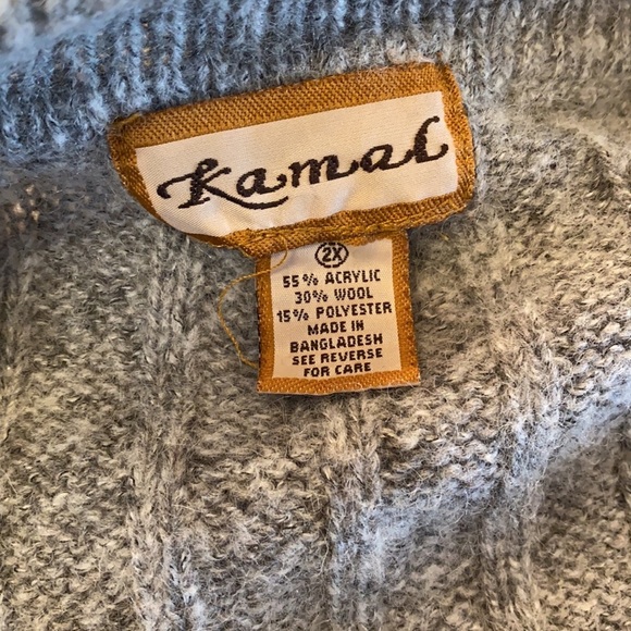 Cable knit gray wool blend cardigan size 2X - Picture 6 of 6